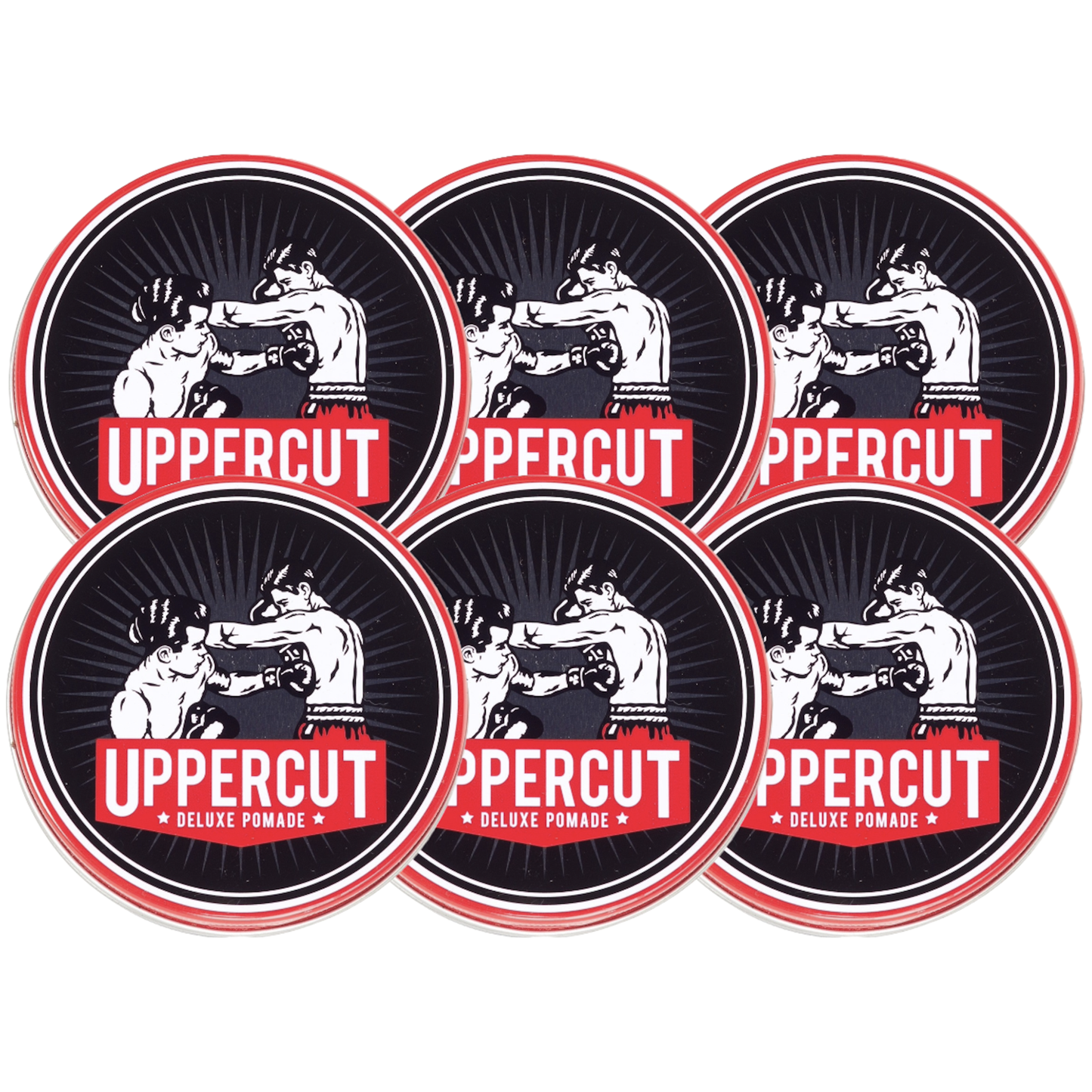 Uppercut Deluxe Strong Hold Water-Based Hair Pomade, 6-Pack for Classic Styles