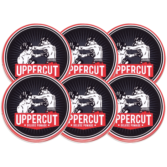 Uppercut Deluxe Strong Hold Water-Based Hair Pomade, 6-Pack for Classic Styles