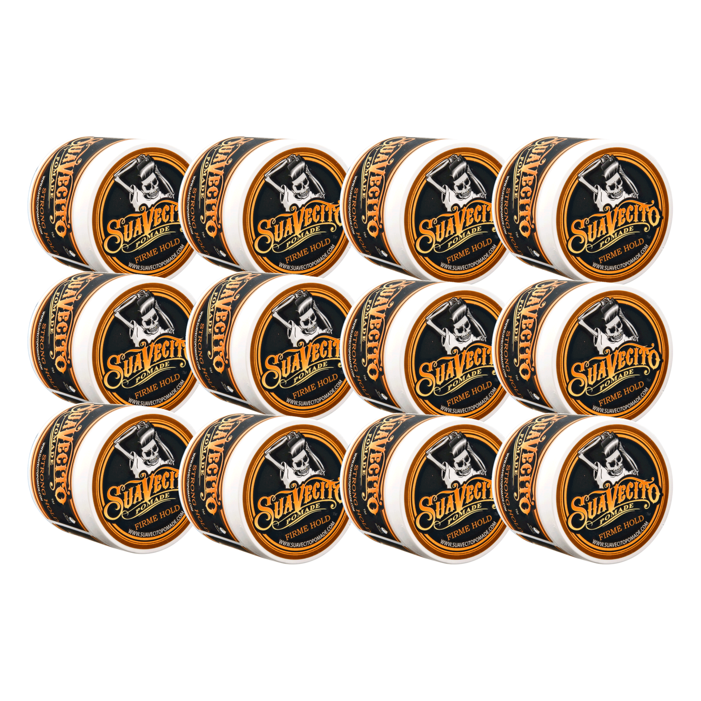 Suavecito Firme Hold Pomade 12-Pack: Strong All-Day Hold, Medium Shine, Water Soluble