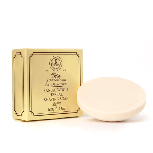 Taylor Old Bond Street Sandalwood Shaving Soap Refill 100g: Rich Creamy Lather, Smooth Shaves