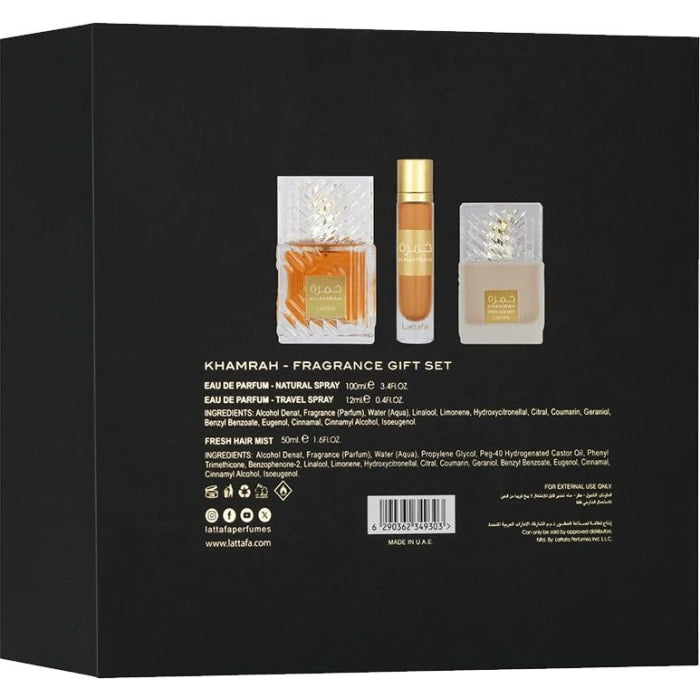 Lattafa Khamrah Presentset EDP 100 ml + 12 ml + Hårdimma 50 ml – bild 3