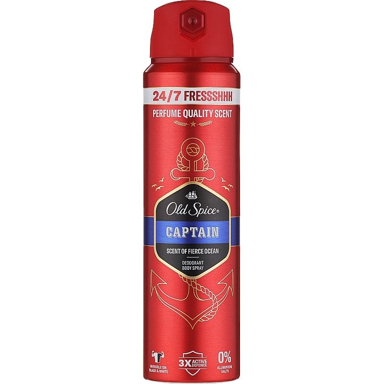 Old Spice Captain Men's Deodorant Spray: 24/7 Fresh Ocean Scent, 3X Protection, 150ml