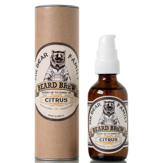 Mr Bear Family Citrus Beard Brew Oil: Natural Softening Elixir, Itch-Free Comfort