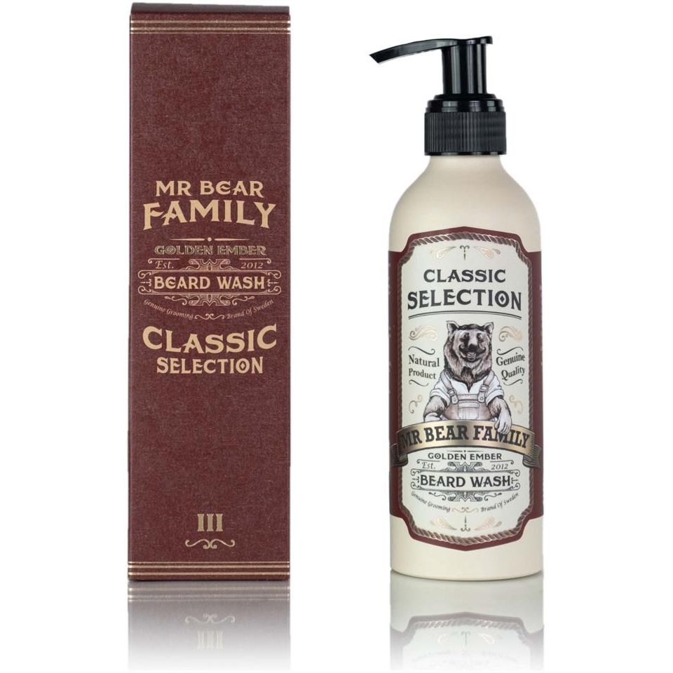 Mr Bear Family Golden Ember Beard Wash 200ml - Cleanse, Soothe, Strengthen, Revitalize