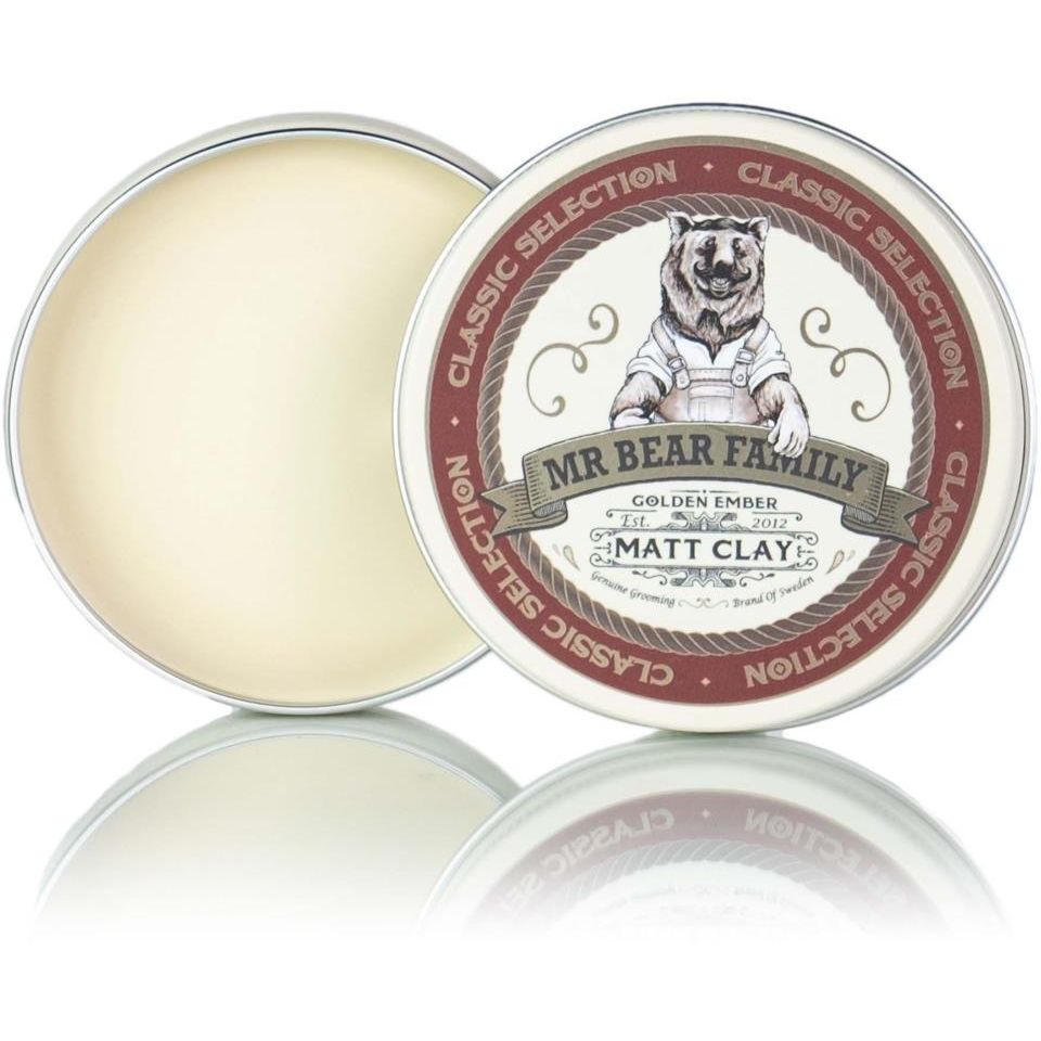 Mr Bear Family Golden Ember Matt Clay: Natural Water-Based Volumizing Hair Pomade