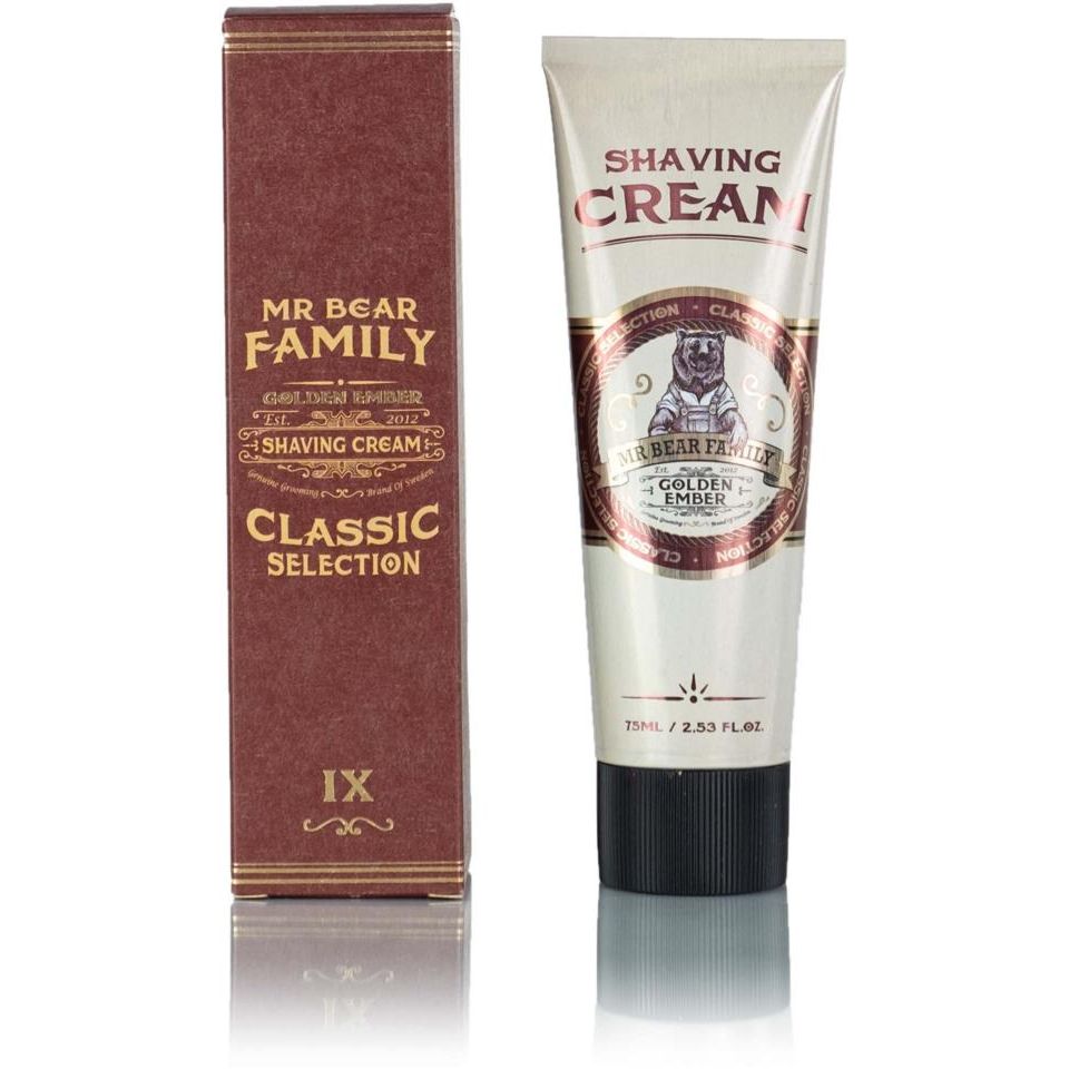 Mr Bear Family Golden Ember Shaving Cream for Smooth, Close Shave, 2.54 fl oz