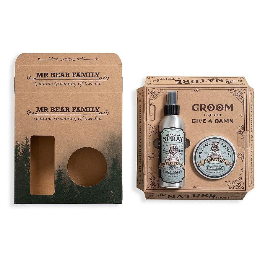 Mr Bear Family Springwood Grooming Kit: Sea Salt Spray & Matte Clay Pomade