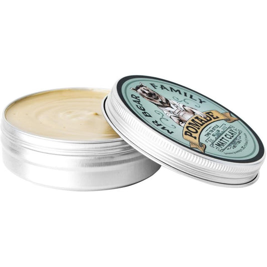 Mr Bear Family Water-Based Matt Clay Pomade for Strong Hold, Natural Finish, 3.38oz