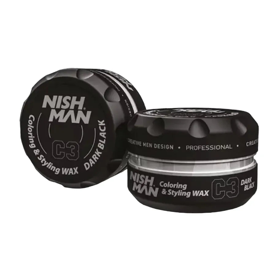 Nish Man C3 Dark Black Styling Wax: Instant Hair Color & Strong Hold