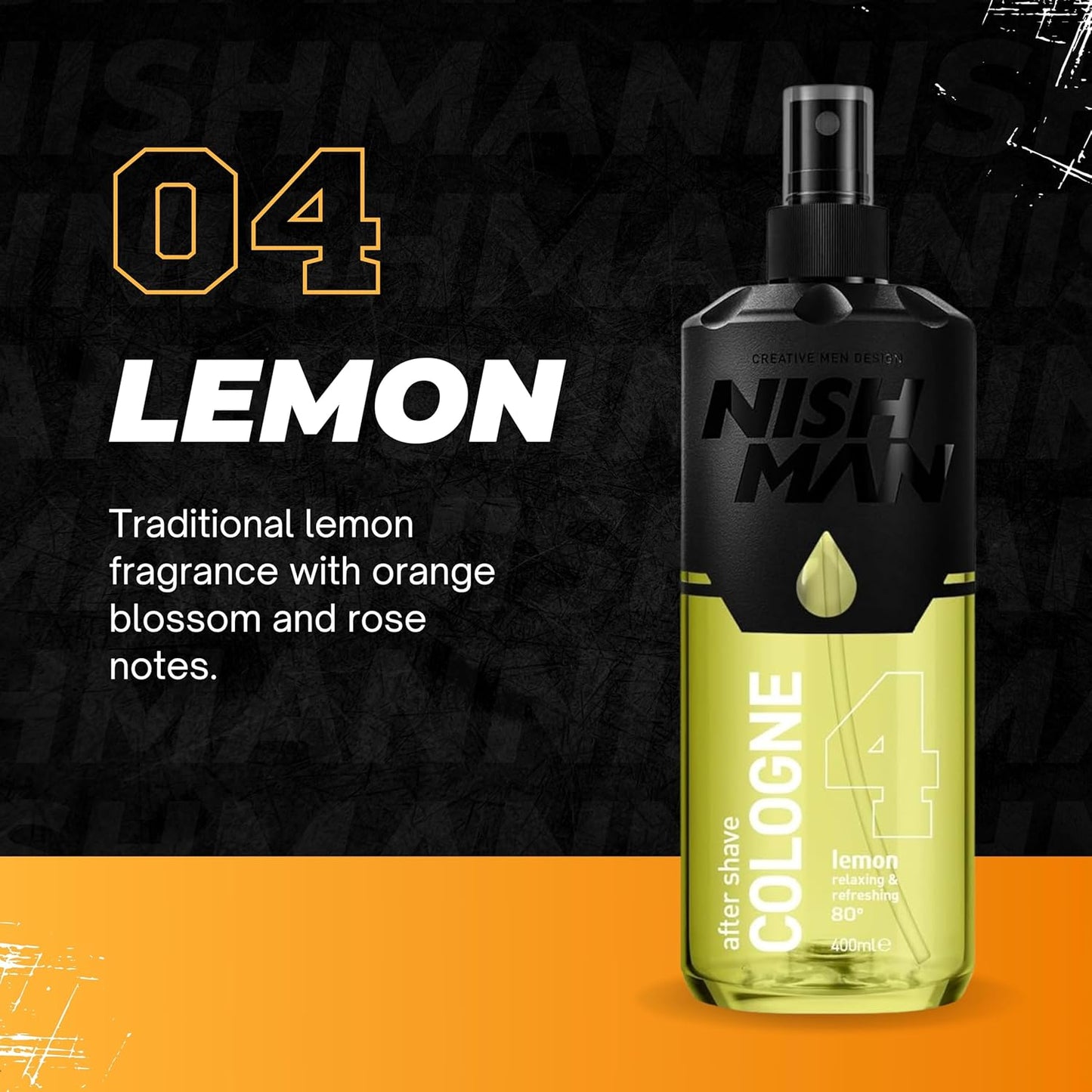 Nish Man Lemon Aftershave Cologne 12-Pack: Refreshing 400ml for Active Men