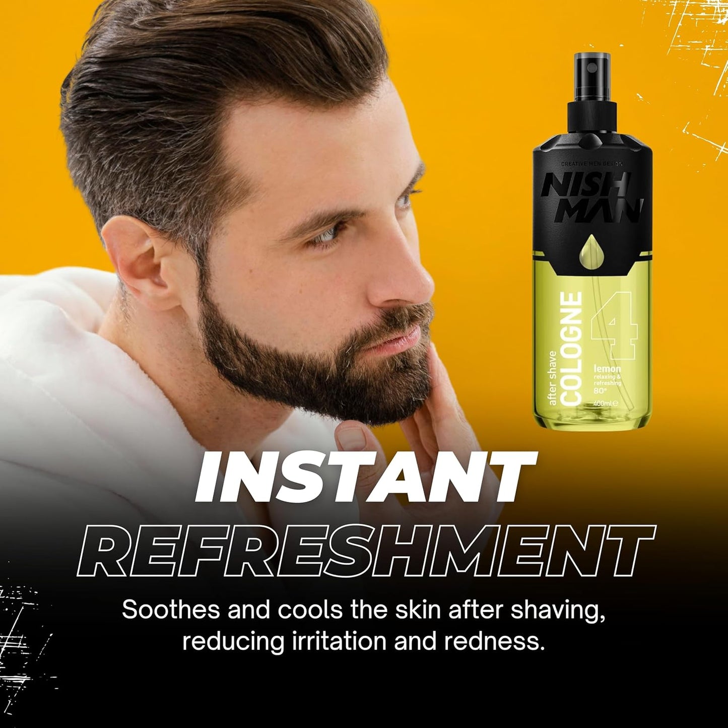 Nish Man Lemon Aftershave Cologne for Men - Refreshing, Soothing 400ml