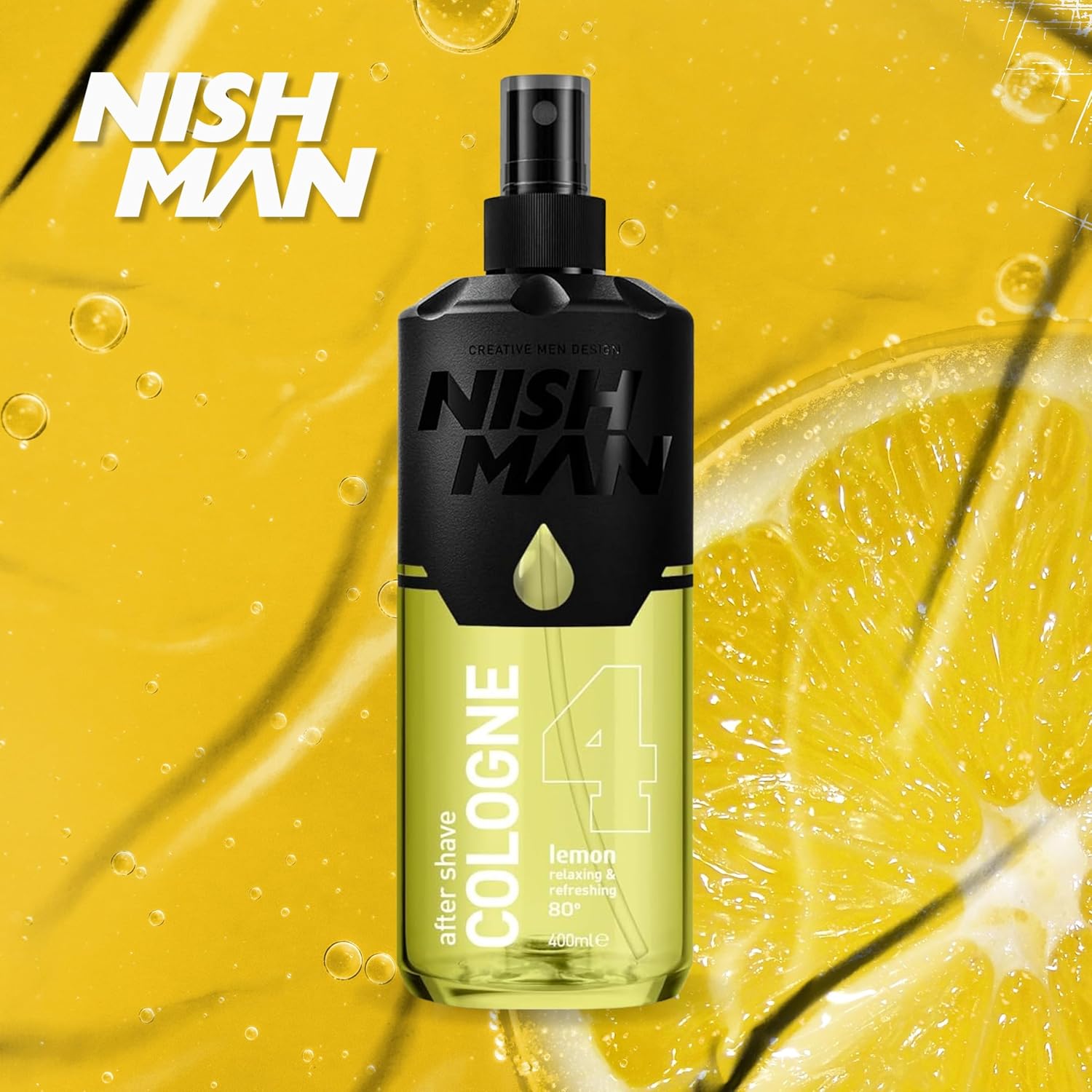 Nish Man Lemon Aftershave Cologne 12-Pack: Refreshing 400ml for Active Men