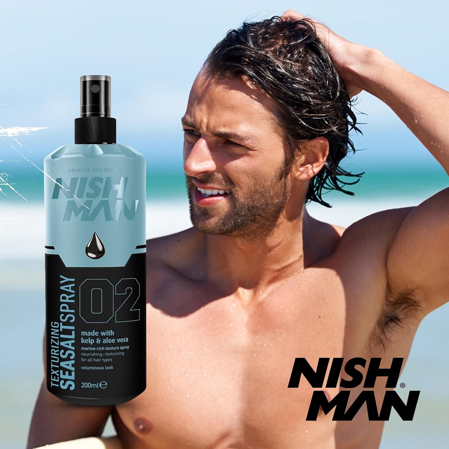 Nish Man Sea Salt Spray 6.7 fl oz: Ultimate Volume & Textured Finish