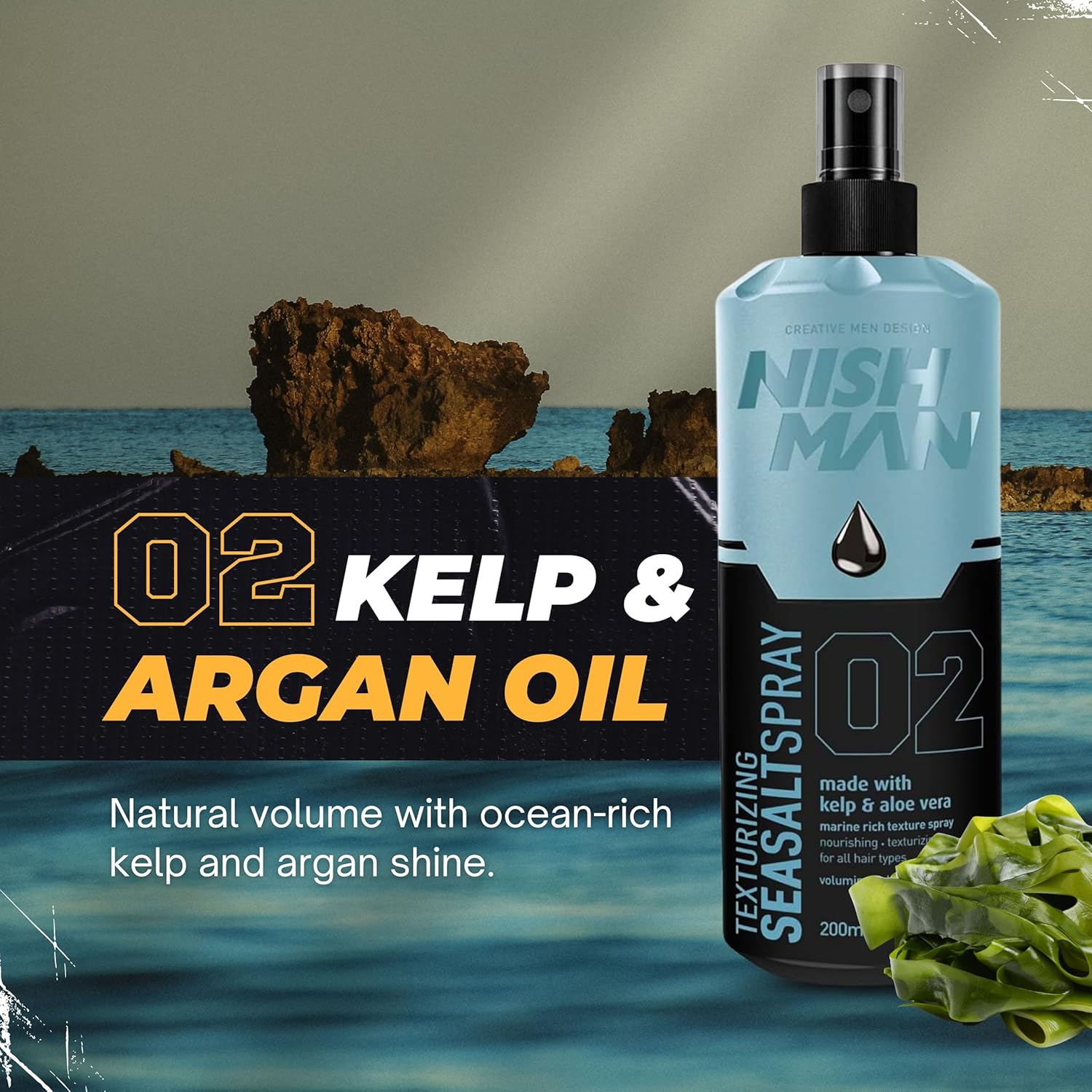 Nish Man Sea Salt Spray 6.7 fl oz: Ultimate Volume & Textured Finish