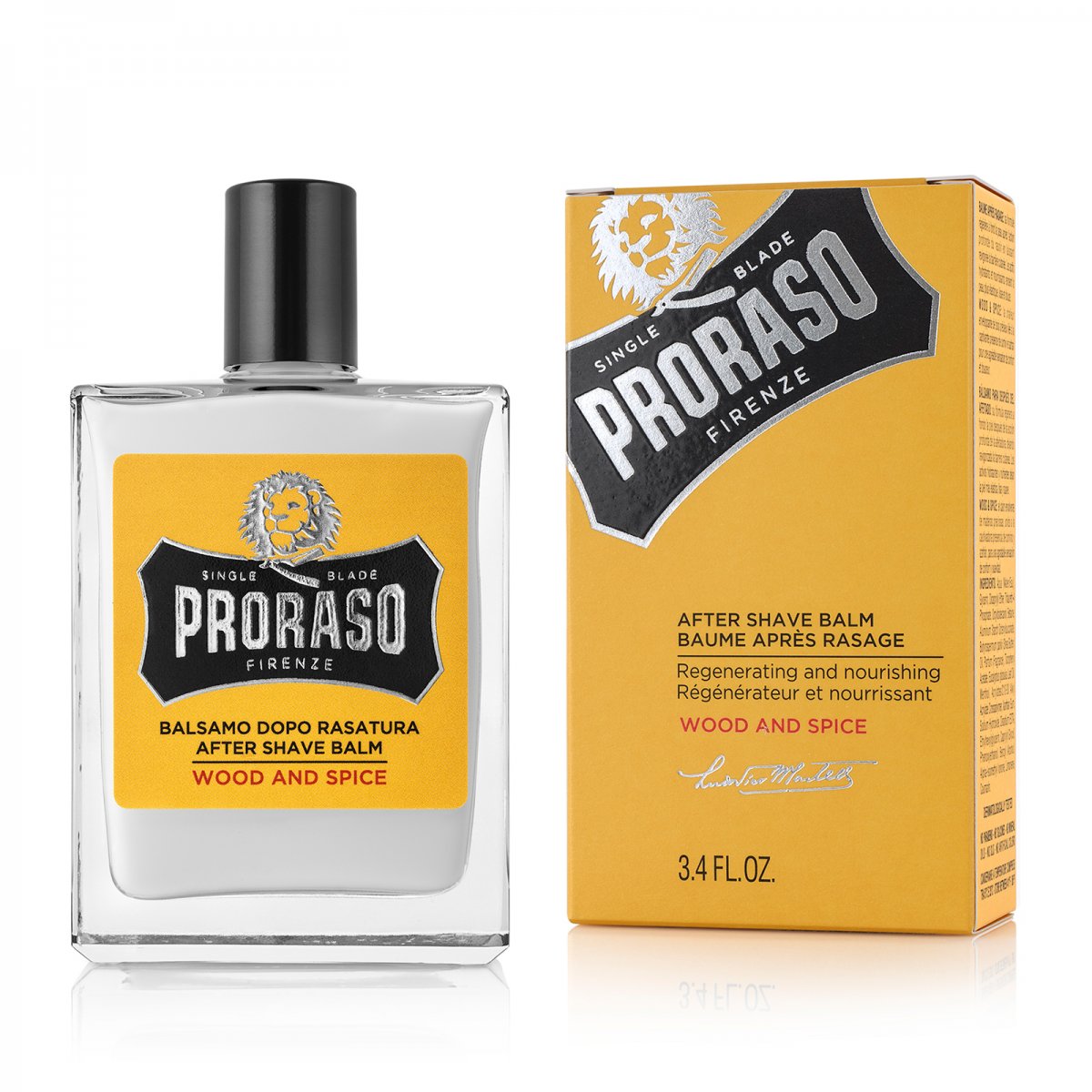 Proraso Wood & Spice After Shave Balm - Soothing, Alcohol-Free Post-Shave
