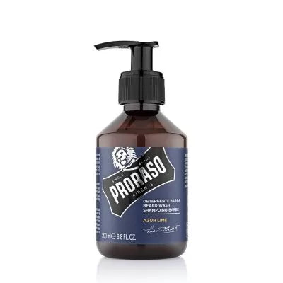 Proraso Azur Lime Skäggschampo, Uppfriskande Rengöring för Daglig Skäggvård 200ml