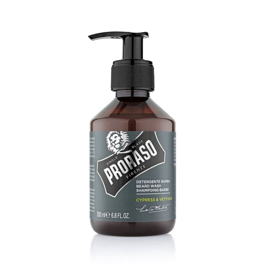 Proraso Refreshing Beard Shampoo: Deep Cleansing, Softening Cypress & Vetyver Scent (6.8 fl oz)