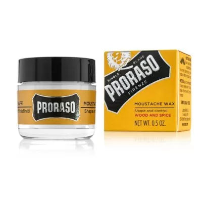 Proraso Wood & Spice Moustache Wax: Soft Natural Hold with Cedar Citrus Scent 0.5 fl oz