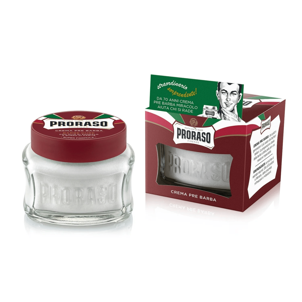 Proraso Sandalwood Shea Butter Pre-Shave Cream 3.38oz for Coarse Beards