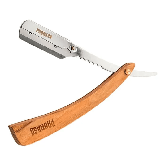 Proraso Professional Shaving Shavette Razor with Ergonomic Wood Handle for Barbers
