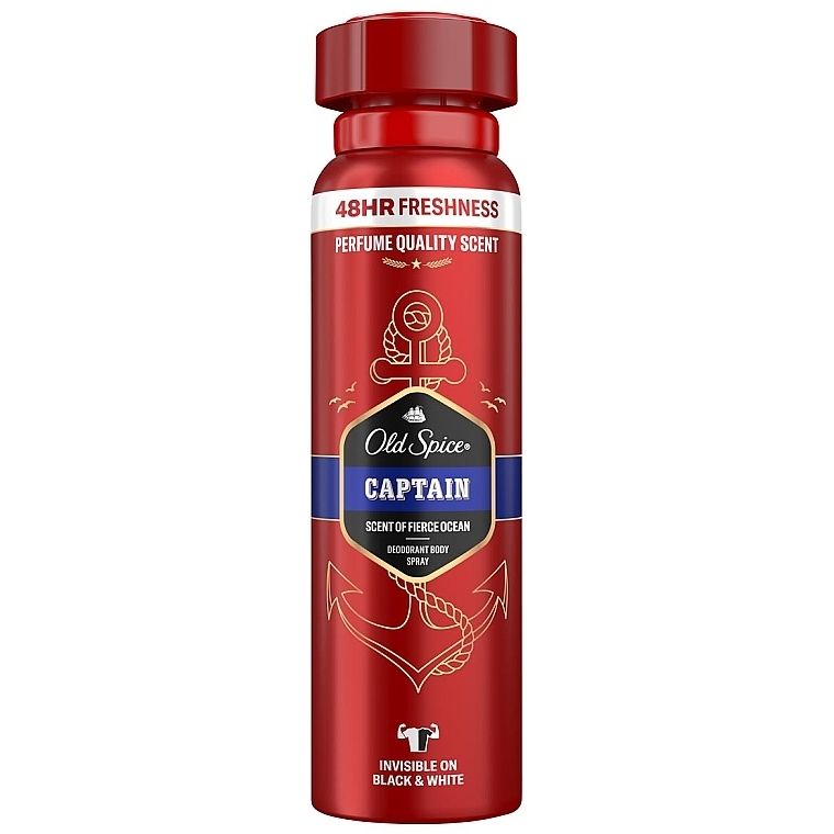 Old Spice Captain Men's Deodorant Spray: 24/7 Fresh Ocean Scent, 3X Protection, 150ml