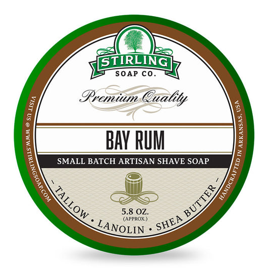 Stirling Bay Rum Shaving Soap: Rich Tallow Formula, Spicy Classic Scent, 5.8oz