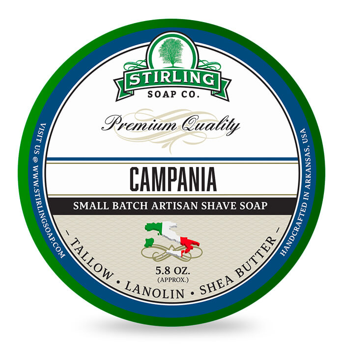 Stirling Campania Artisan Shaving Soap: Fresh Citrus Scent, 5.8oz Tub