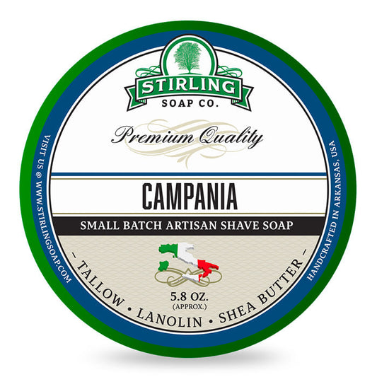 Stirling Campania Artisan Shaving Soap: Fresh Citrus Scent, 5.8oz Tub
