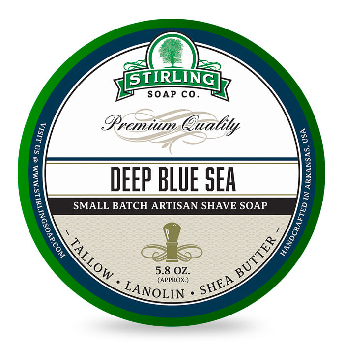 Stirling Soap Company Deep Blue Sea Tallow Shaving Soap - Luxurious Lather, Complex Masculine Scent, 5.8oz