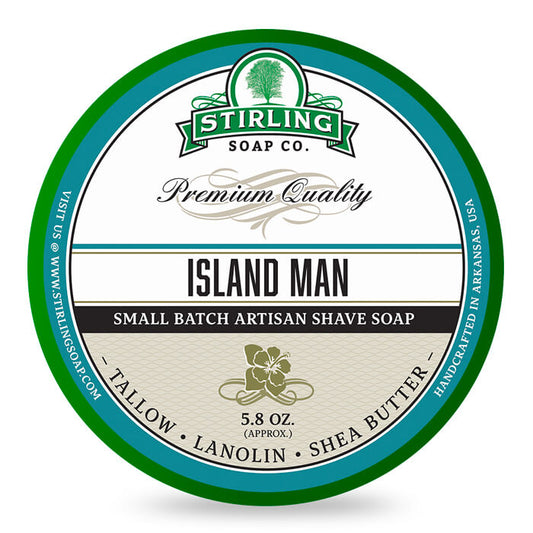 Stirling Island Man Shaving Soap: Premium Tallow, Lanolin, Shea Butter Formula