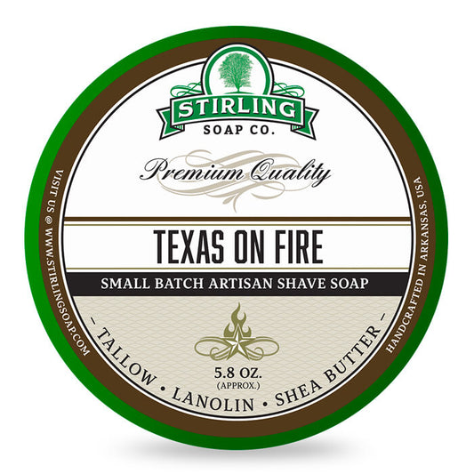 Stirling Soap Company Texas on Fire Artisan Shaving Soap - Rugged Leather, Smoke, Cedar