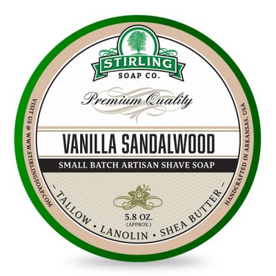 Stirling Vanilla Sandalwood Tallow Shaving Soap - Rich, Masculine 5.8oz