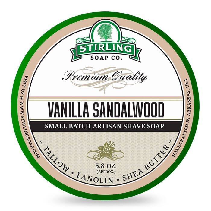 Stirling Vanilla Sandalwood Tallow Shaving Soap - Rich, Masculine 5.8oz