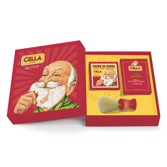Cella Milano traditional shaving set with shaving cream, aftershave lotion and brush