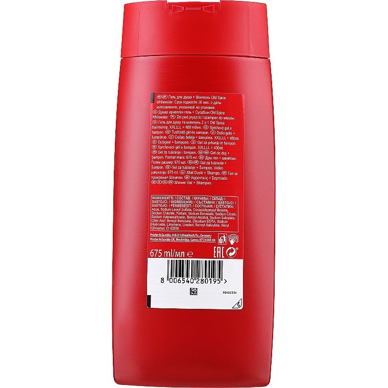 Old Spice Whitewater 3-in-1 Men's Body Wash, Shampoo, Face Cleanser, 33.8 fl oz
