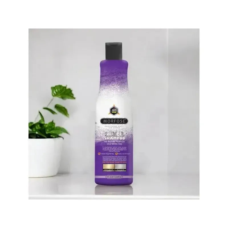 Morfose No Yellow Silver Shampoo for Blonde, Grey, Lightened Hair