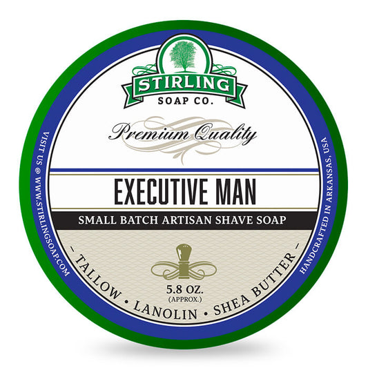 Stirling Executive Man Shaving Soap, Tallow, Lanolin, Shea Butter, 5.8oz