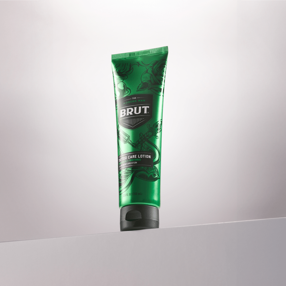 BRUT® Daily Tattoo Care Lotion: 24hr Moisturizing, Enhances Color Vibrancy, Grease-Free