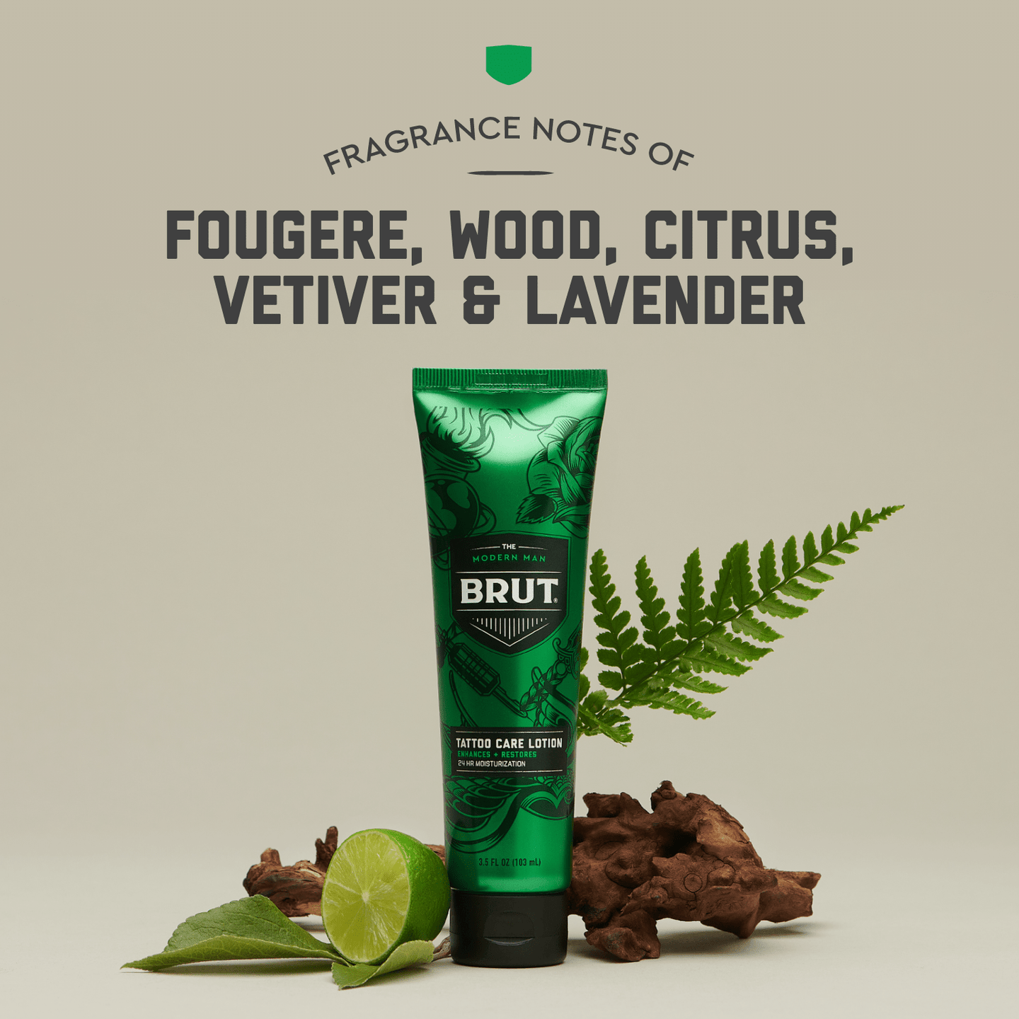 BRUT® Daily Tattoo Care Lotion: 24hr Moisturizing, Enhances Color Vibrancy, Grease-Free