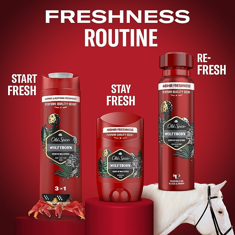 Old Spice Wolfthorn Men's Deodorant Stick: 48-Hour Freshness, Wild Citrus Scent