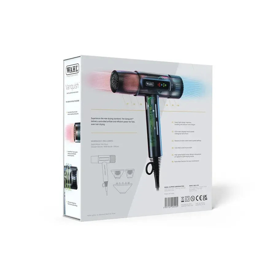 Wahl Vanquish Digital Motor Hair Dryer: Quiet, Lightweight, Fast Drying, SmoothTone Technology