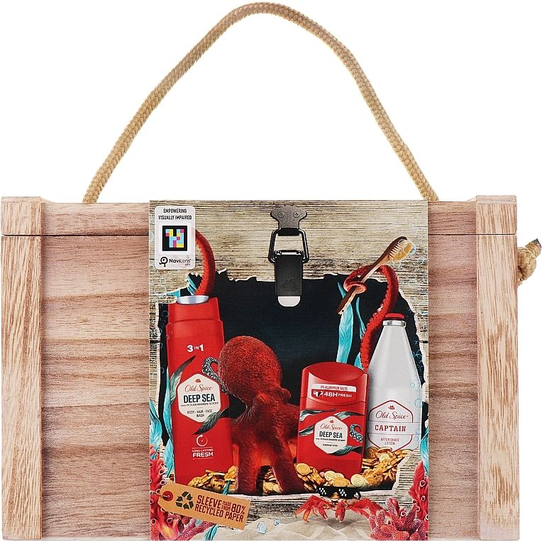 Old Spice Deep Sea Men's Grooming Gift Set with Deodorant, Shower Gel, Aftershave