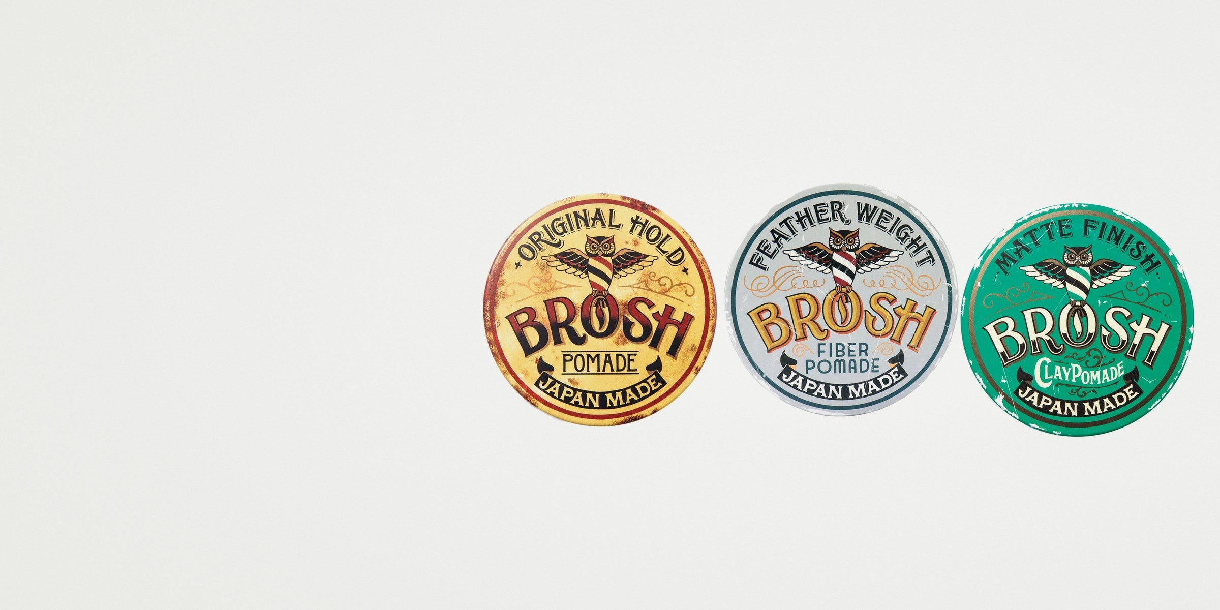 BROSH pomadburkar: Original Hold, Fiber och Clay